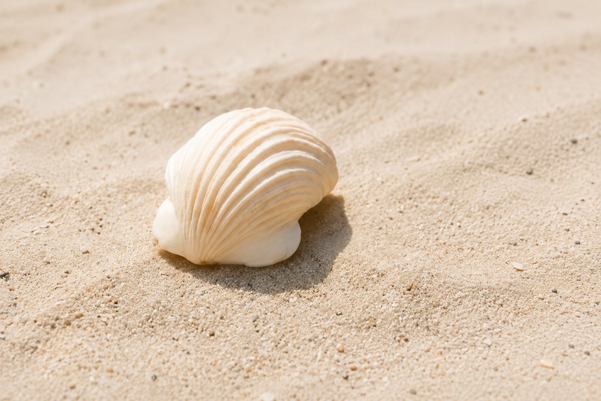 Seashell resting in the sand